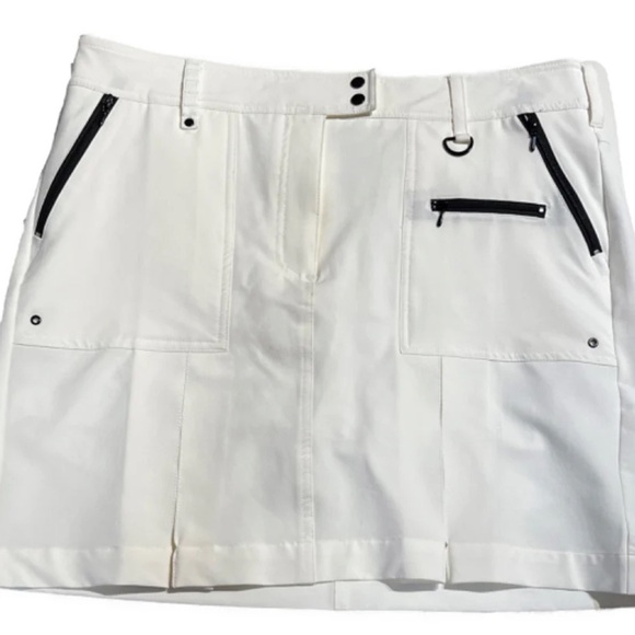 GG Blue white skirt skort w/zip pockets, 2 pleats & back split UPF30 + Sz-8. N18 - Picture 2 of 11